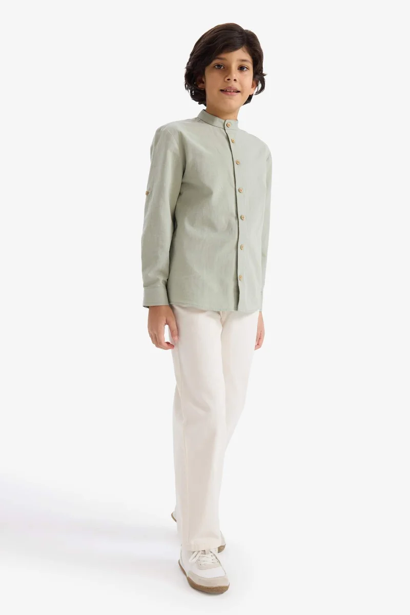 ديفاكتو Boy Stand Collar Long Sleeve Shirt