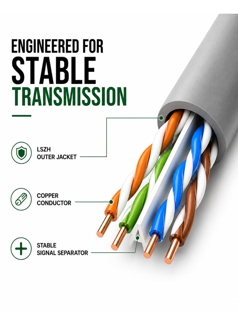 FUJISHKA CAT6 UTP LAN Cable 305M High-Speed Ethernet Network Cable LSZH for Office CCTV Router - Image 2