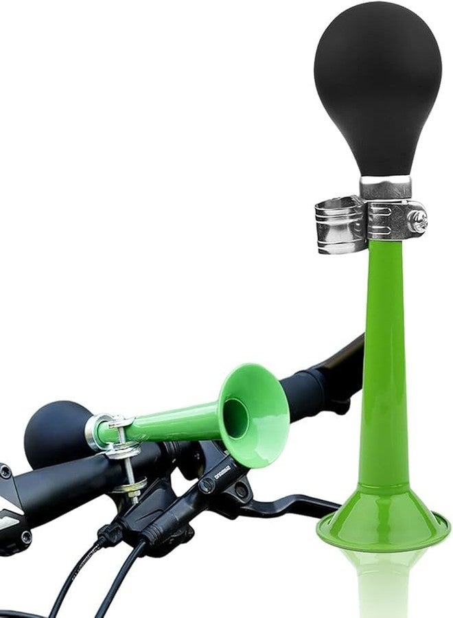 FILFEEL Air Horn Cycling Retro Chrome Metal Hooter Bugle Trumpet Alarm Rubber Squeeze Bulb, 8.46 Inch(Green) - Image 3