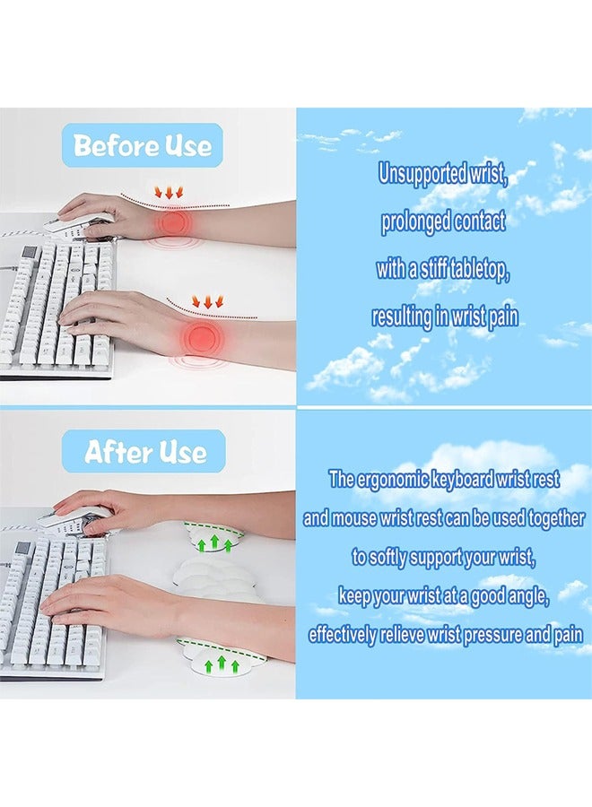 Keyboard Cloud Wrist Rest, Mouse and Keyboard Wrist Rest Set, PU Memory Foam Non-Slip Cloud Wrist Rest, Soft and Elastic, Can Relieve Typing Pain, Ergonomic Wrist Support for Office/Computer/Laptop - Image 2