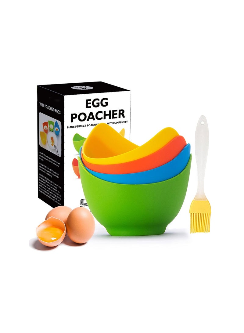 Egg Cooker with Ring Stand, Silicone Egg Cooking Cup, Suitable for Microwave or Stovetop Egg Cooking, Comes with Extra Oil Brush, BPA Free, 4 Pack - Image 1