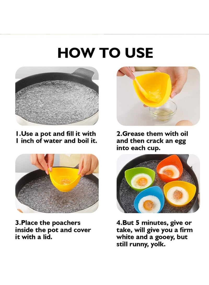 Egg Cooker with Ring Stand, Silicone Egg Cooking Cup, Suitable for Microwave or Stovetop Egg Cooking, Comes with Extra Oil Brush, BPA Free, 4 Pack - Image 4
