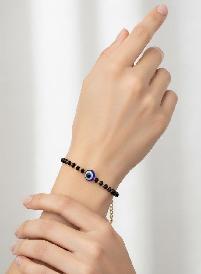 JHB Evil Eye Black bead Hand Bracelet For Women And Girls (ROUND) - Image 2