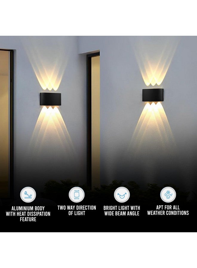 Gesto 6W Waterproof Led Wall Light for Home Decoration - Up Down 2-Way LED Wall Lamp | IP65 Outdoor Fancy Wall Lights for Balcony,Gate,Elevation,Garden,Patio | Decorative Wall Mount Light -Pack of 2 - Image 3