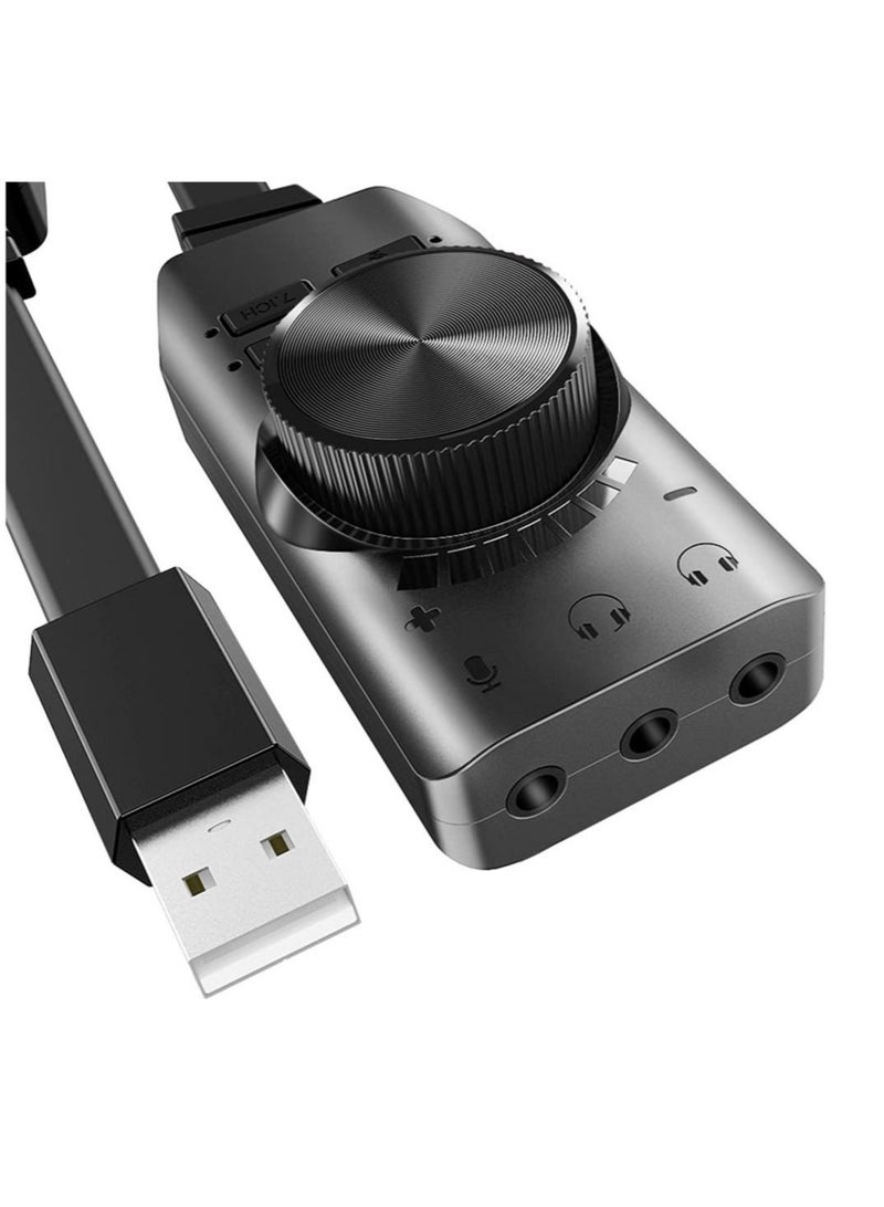 Captaintech USB Sound Card Adapter External Sound Card USB to Audio Adapter with Volume Control 3.5mm External Audio Converter for Windows and Mac Plug & Play No Drivers Needed - Image 1