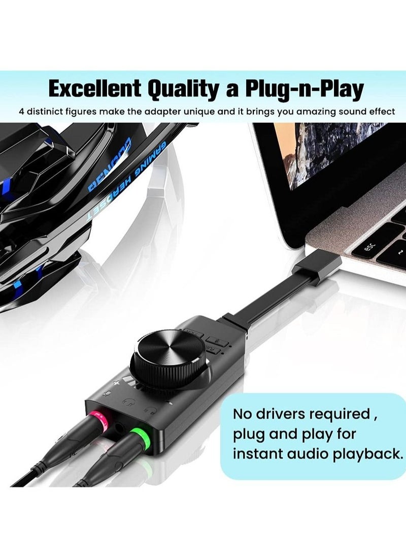 Captaintech USB Sound Card Adapter External Sound Card USB to Audio Adapter with Volume Control 3.5mm External Audio Converter for Windows and Mac Plug & Play No Drivers Needed - Image 5