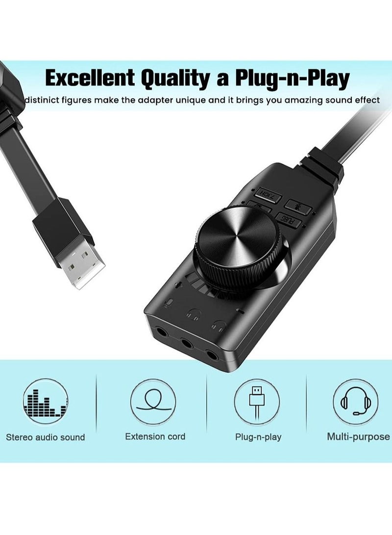 Captaintech USB Sound Card Adapter External Sound Card USB to Audio Adapter with Volume Control 3.5mm External Audio Converter for Windows and Mac Plug & Play No Drivers Needed - Image 3