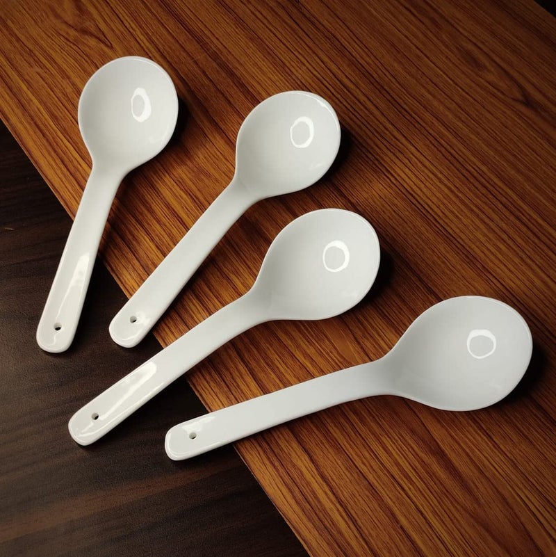 Vemlons Serving Spoon Long Handled Ceramic Serving Spoon Ceramic Tableware Set of 4 Piece Spoon Set (Serving Spoons) - Image 5