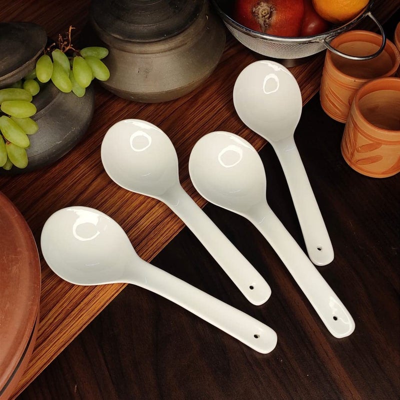 Vemlons Serving Spoon Long Handled Ceramic Serving Spoon Ceramic Tableware Set of 4 Piece Spoon Set (Serving Spoons) - Image 2