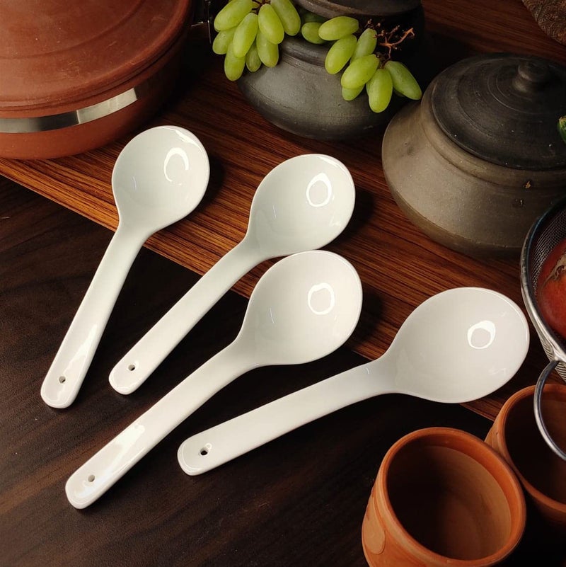 Vemlons Serving Spoon Long Handled Ceramic Serving Spoon Ceramic Tableware Set of 4 Piece Spoon Set (Serving Spoons) - Image 1