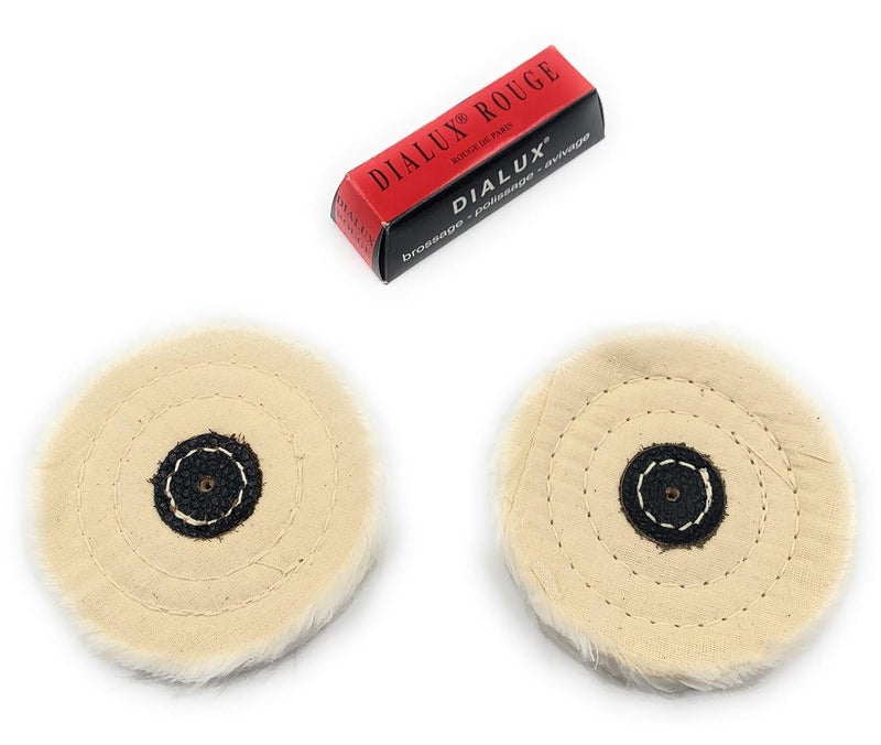 TOOLBUX TOOLBUX Polishing White Muslin Cloth Buff Kit with Red Dialux 4x50 Folds Stitched Buffing Wheels for Jewelry and Metal Polishing  - Image 1
