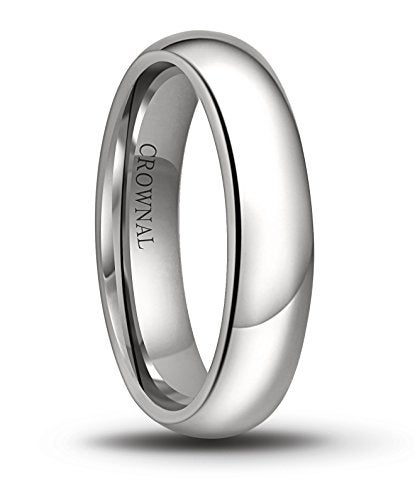 CROWNAL 1mm 2mm 3mm 4mm 5mm 6mm 7mm 8mm Tungsten White/Yellow Gold/Rose Gold Plated Wedding Band Ring Men Women Plain Dome Polished Comfort Fit Size 3 to 17(White 5mm,7.5) - Image 1