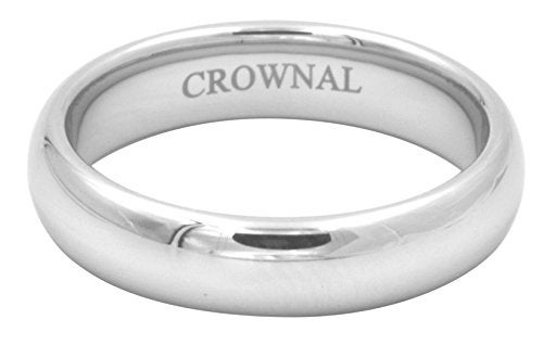 CROWNAL 1mm 2mm 3mm 4mm 5mm 6mm 7mm 8mm Tungsten White/Yellow Gold/Rose Gold Plated Wedding Band Ring Men Women Plain Dome Polished Comfort Fit Size 3 to 17(White 5mm,7.5) - Image 2