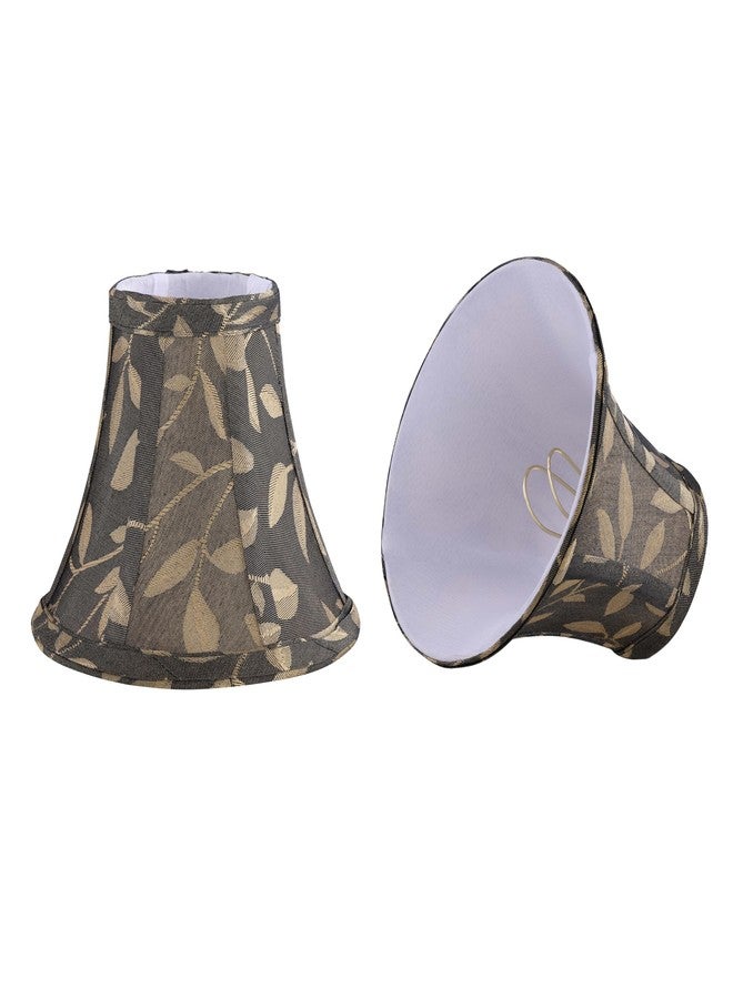 Aspen Creative 50002-2,Bell Clip-On Lamp Shade/Brown Jacquard Textured Fabric.3"Top x 6"Bottom x 5"Slant.Set of 2. - Image 1