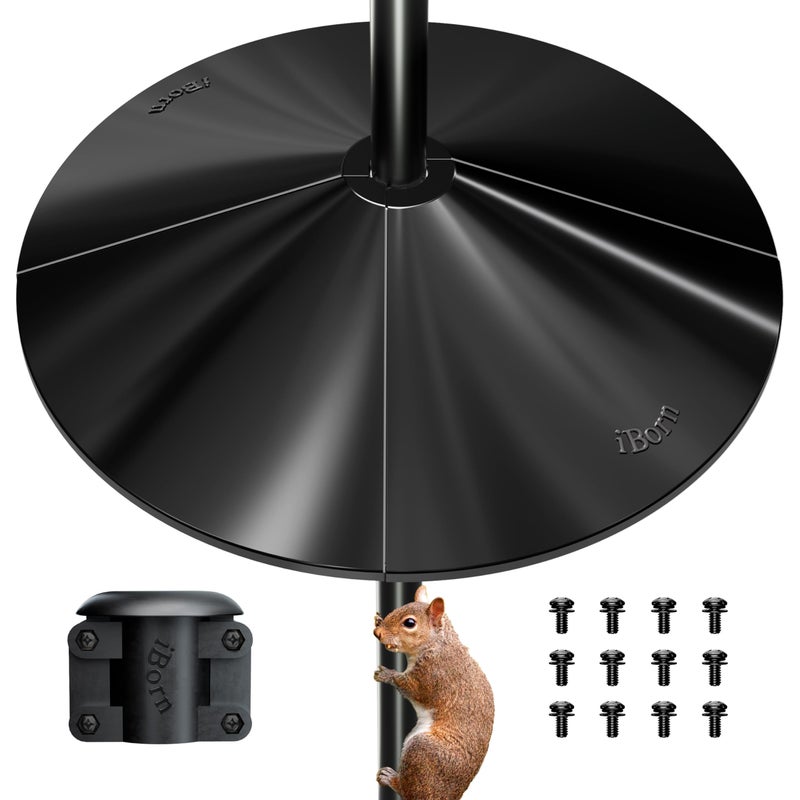 iBorn Squirrel Baffle for Bird Feeder Pole, 19.5â€ Oversized Squirrel Guard Defender, Bird Feeder for Outdoors Protector, Polycarbonate(PC), Pack of 1, Black - Image 1