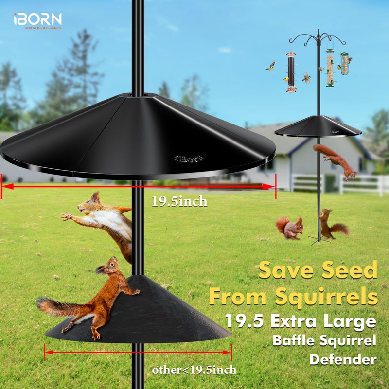 iBorn Squirrel Baffle for Bird Feeder Pole, 19.5â€ Oversized Squirrel Guard Defender, Bird Feeder for Outdoors Protector, Polycarbonate(PC), Pack of 1, Black - Image 5
