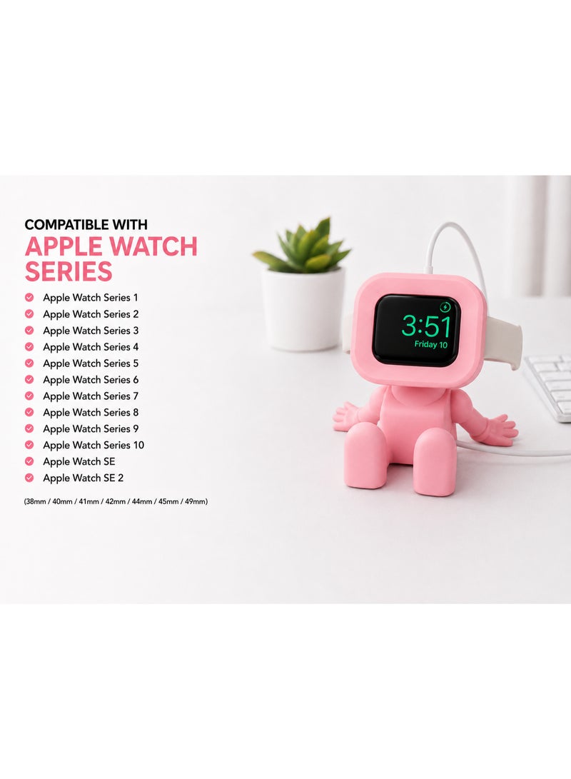 Pink Charger Stand Compatible with Apple Watch Series 1–10 & SE, Desktop Watch Holder and Cable Organizer, Charger Not Included - Image 5