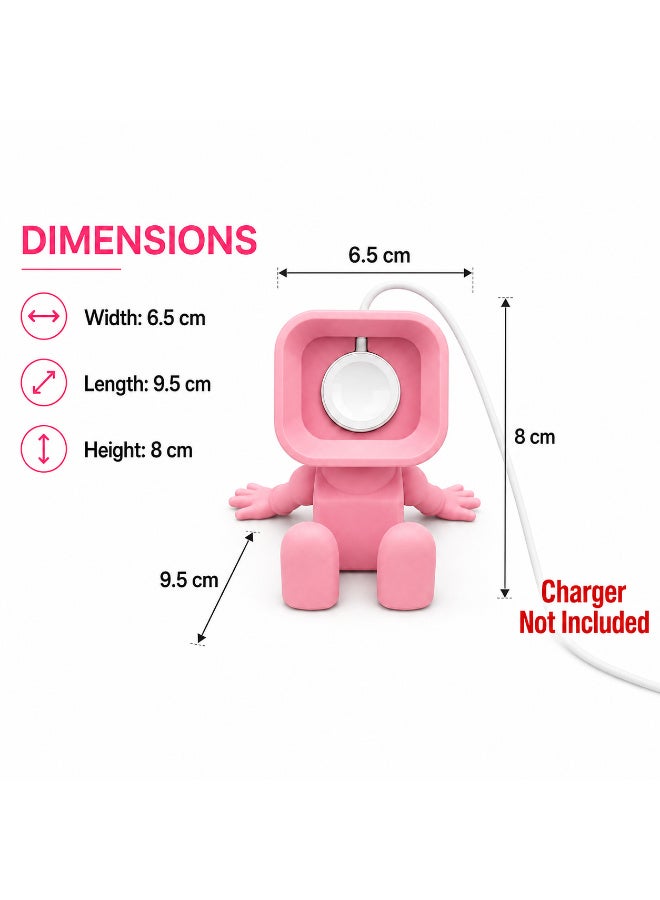 Pink Charger Stand Compatible with Apple Watch Series 1–10 & SE, Desktop Watch Holder and Cable Organizer, Charger Not Included - Image 1