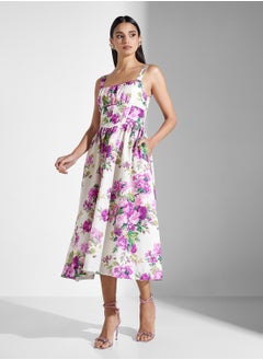 Hope & Ivy Floral Print Midi Corset Dress  - Image 1