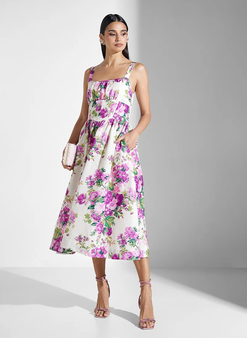 Hope & Ivy Floral Midi Dress