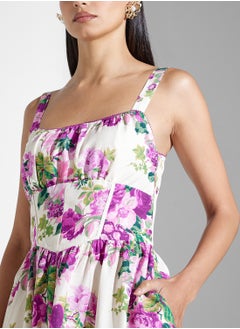 Hope & Ivy Floral Print Midi Corset Dress  - Image 3
