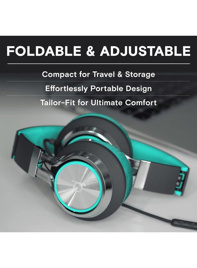 Artix CL750 Wired Headphones with Mic & Volume Control — 90% Noise Cancelling Headphones Wired, Over Ear Head phone Cable — Foldable Plug In Headphones for Laptop, PC, iPad & Computer (Aux Jack 3.5mm) - Image 2