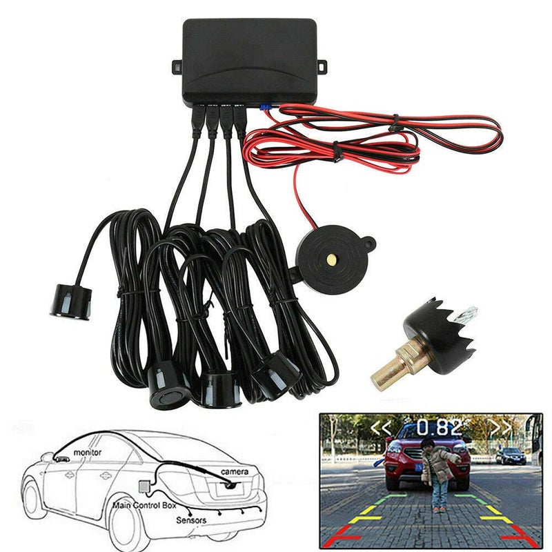 Multibao Parking Sensor Car Reversing Sensors Backup Radar System Buzzer Alarm with 4 Back Sensors - Matt Black - Image 2