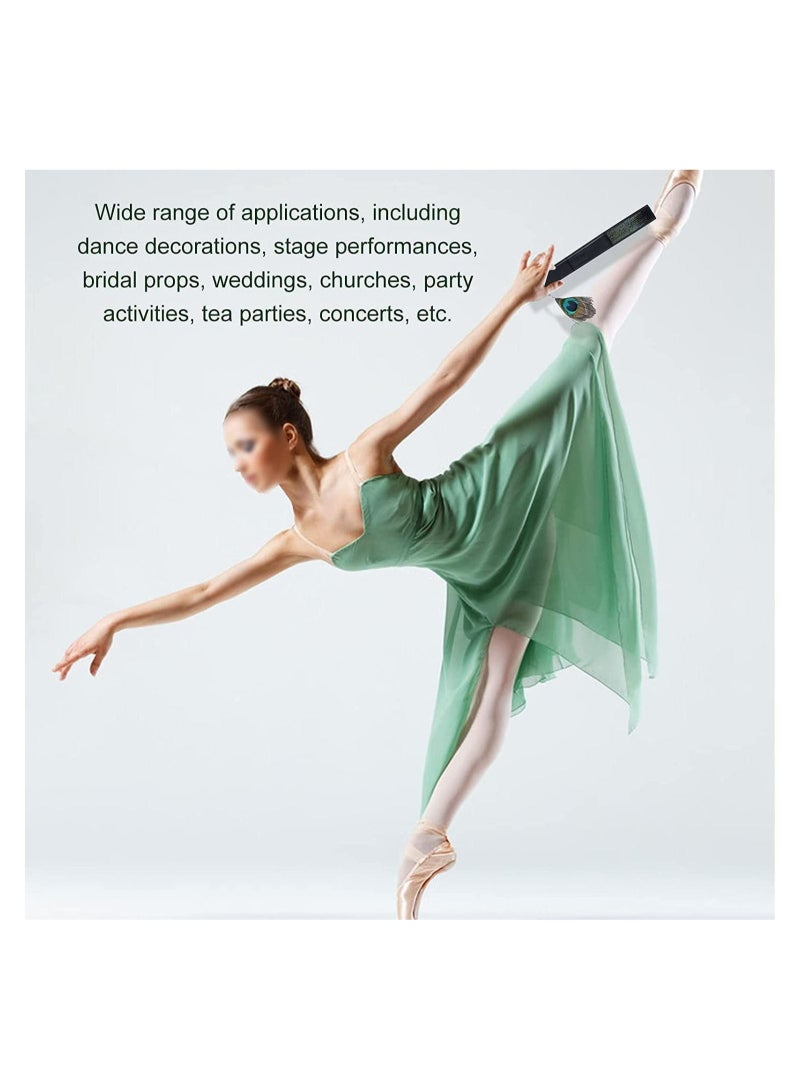 Captaintech Folding Fan, Womens Bamboo Fan Vintage Chinese Style, Black Bones Beautiful Peacock Pattern Antique Hand Fan for Wedding, Party Favor, Performance, Dance,Festival, Gift, Home Decoration - Image 3