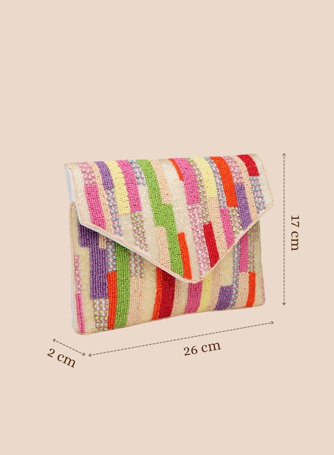 Anekaant Mod Stitch Off White Embellished Sling Bag For Ladies |Party & Evening bag - Image 4