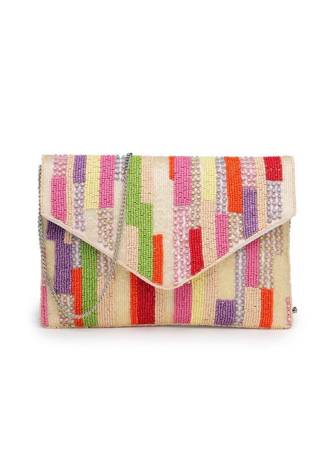 Anekaant Mod Stitch Off White Embellished Sling Bag For Ladies |Party & Evening bag - Image 1