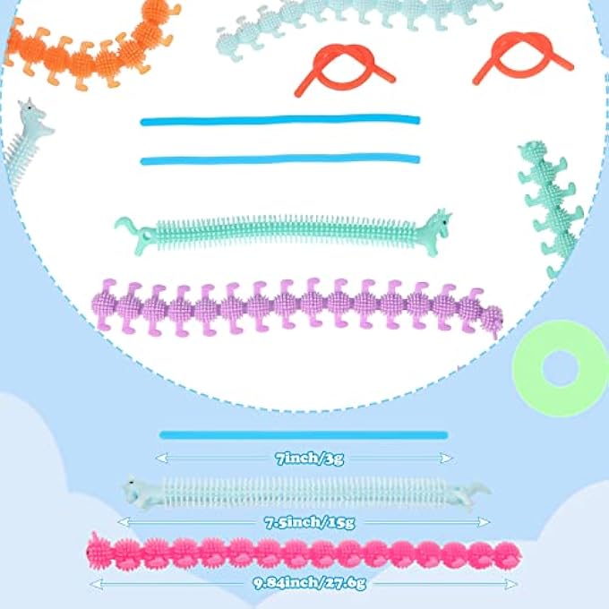 Civaner Stretchy Noodle Pack Stretchy Worms Fidget Stretchy Noodles Strings Fidget Toys for Autistic Children, ADD, ADHD or Autism, Adult Anxiety Stress (18 Pack) - Image 3