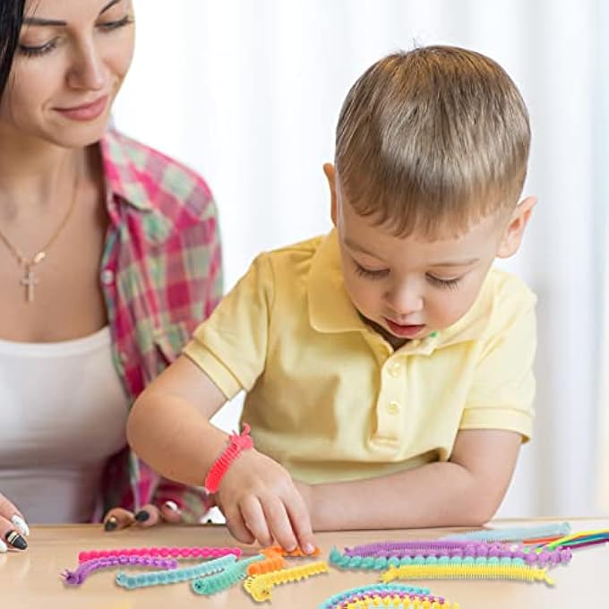 Civaner Stretchy Noodle Pack Stretchy Worms Fidget Stretchy Noodles Strings Fidget Toys for Autistic Children, ADD, ADHD or Autism, Adult Anxiety Stress (18 Pack) - Image 5