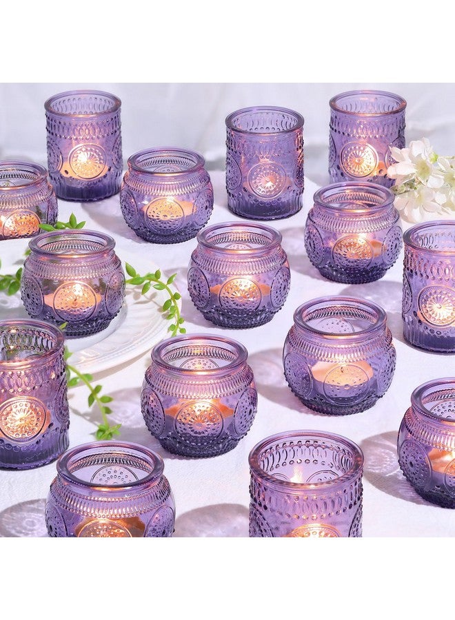 Devi DEVI 30pcs Assorted Purple Votive Candle Holders for Party Decorations,TeaLight Candle Holder for Bridal Shower,Wedding Decrations, Boho Tea Party Purple Decor, Wedding Party Favors  - Image 1