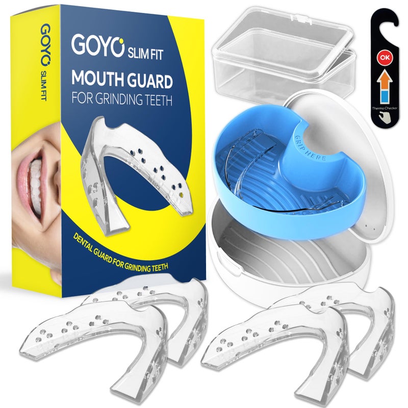 GOYO Slim FIT Pack of 4 Mouth Guard for Clenching Teeth at Night with Thermo Checker & Dental Case | Night Guards for Teeth Grinding | Custom-Fit & Custom Moldable Bruxism Sleep Night Guard - Image 1