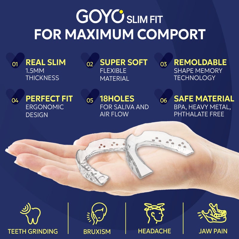GOYO Slim FIT Pack of 4 Mouth Guard for Clenching Teeth at Night with Thermo Checker & Dental Case | Night Guards for Teeth Grinding | Custom-Fit & Custom Moldable Bruxism Sleep Night Guard - Image 2
