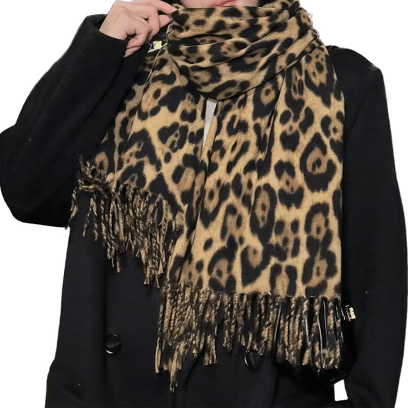 IZUS Fashion Women's Leopard-Winter-Scarf Soft-Cashmere-Feeling Warm-Shawl-Scarves Spring Long Blanket Wraps 27x78in - Image 5