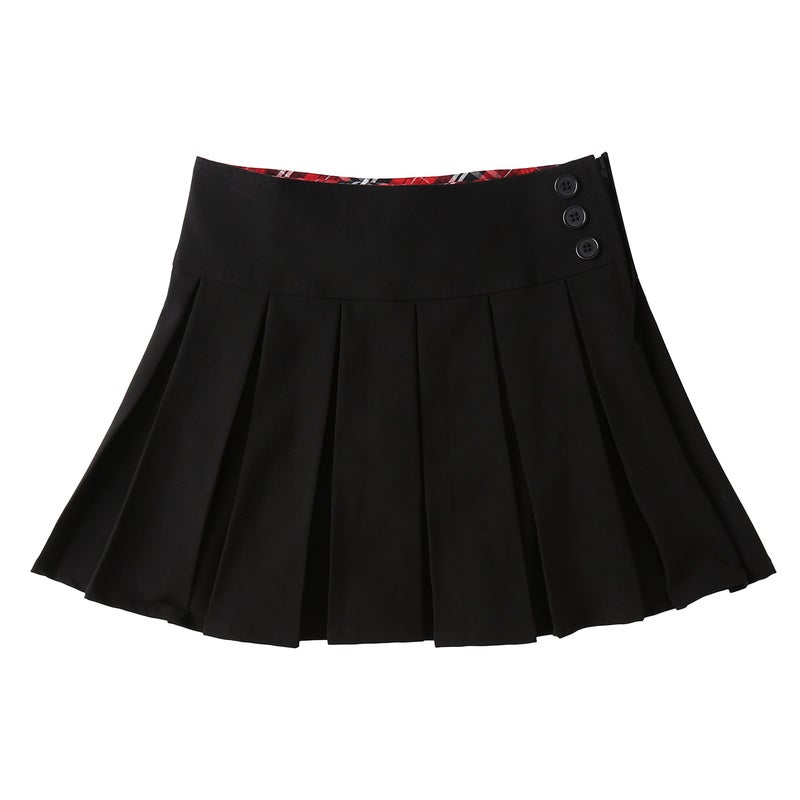 Bienzoe Girls School Uniform Skirt: Kids Adjustable Waist Pleated Dance Skort 10 Black - Image 4