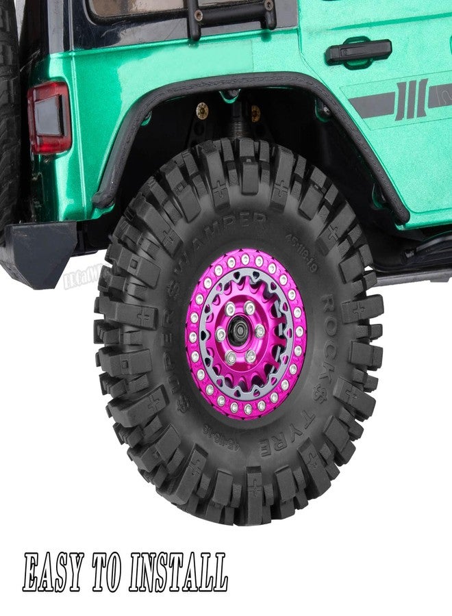 عجلات وإطارات BRCatWPark RC مقاس 1.9 بوصة بتقنية Beadlock لسيارات الزحف RC من طراز TRX4 TRX6 SCX10 SCX10 II 90046 SCX10 III AXI03007 SCX10 Pro Gen7/8 D90 VS4-10 MST CFX بمقياس 1/10، 4 قطع من جنوط Beadlock مقاس 1.9 بوصة وإطارات، لون وردي - Image 3