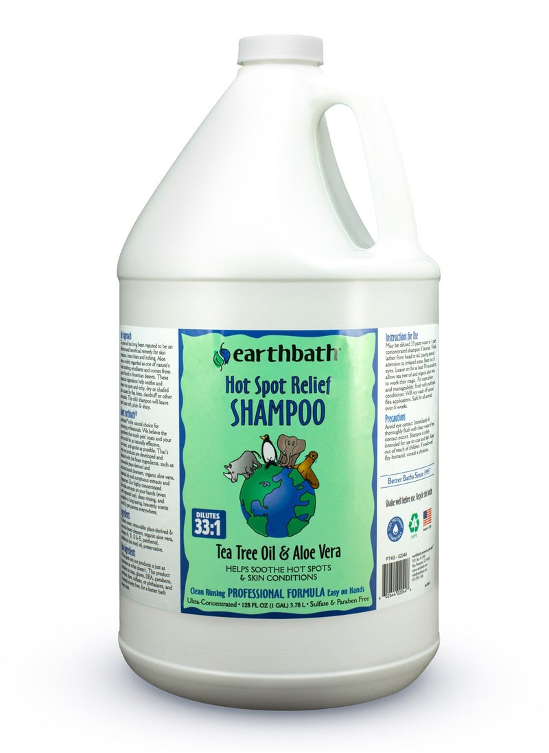 ايرث باث شامبو Earthbath Hot Spot Relief، زيت شجرة الشاي والصبار، يساعد على تهدئة البقع الساخنة وحالات الجلد، صنع في الولايات المتحدة الأمريكية، 128 أونصة (1 جالون) 