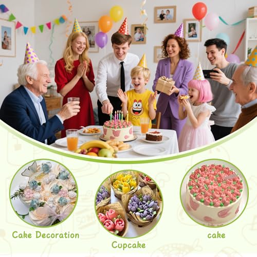 Suuker 27 Pieces Russian Piping Tips Set, Cake Decorating Tips Baking Supplies for Cupcake Cookies Birthday Party (12 Icing Tips 10 Pastry Baking Bags 2 Leaf Piping Tips 2 Couplers 1 Silicone Bag) - Image 2
