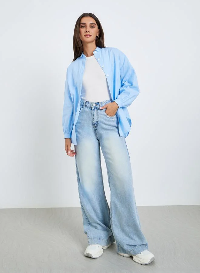 ستايلي بلوزة كتان بقصة واسعة