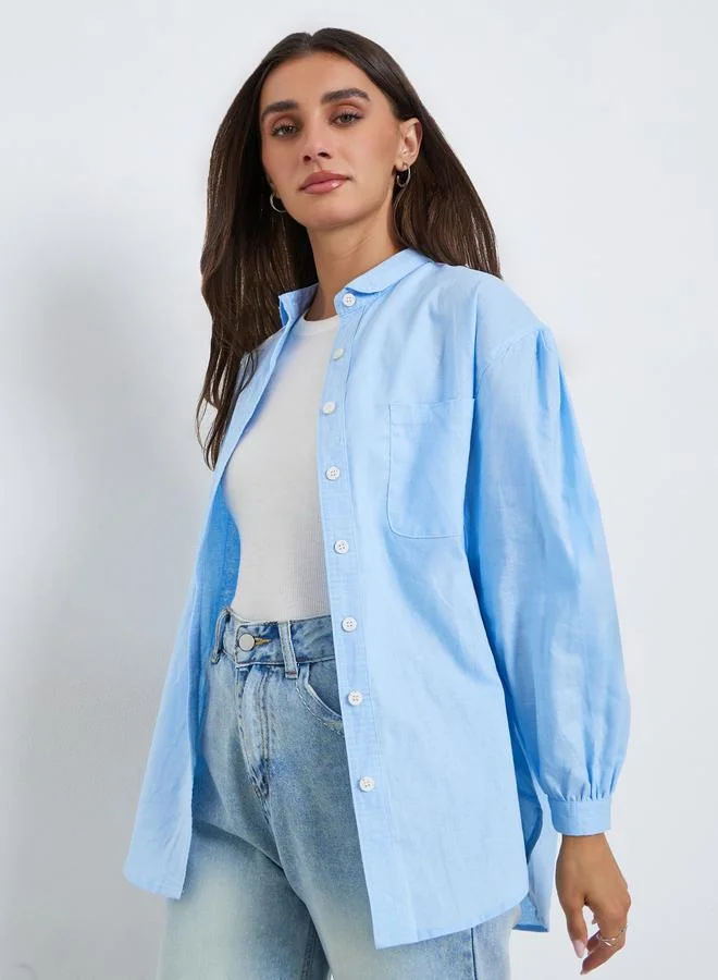 ستايلي بلوزة كتان بقصة واسعة