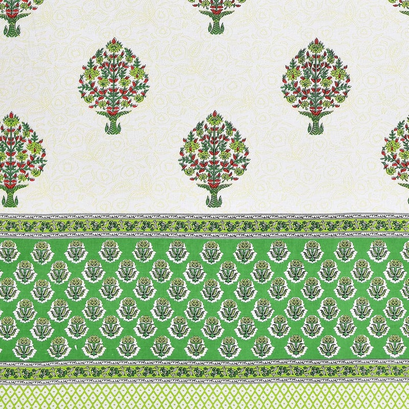 BLOCKS OF INDIA ستائر نهارية من قطن بلوكس أوف إنديا مطبوعة بالكتل اليدوية مع فتحات خضراء بن نمط PAAN بطول 5 أقدام - Image 5