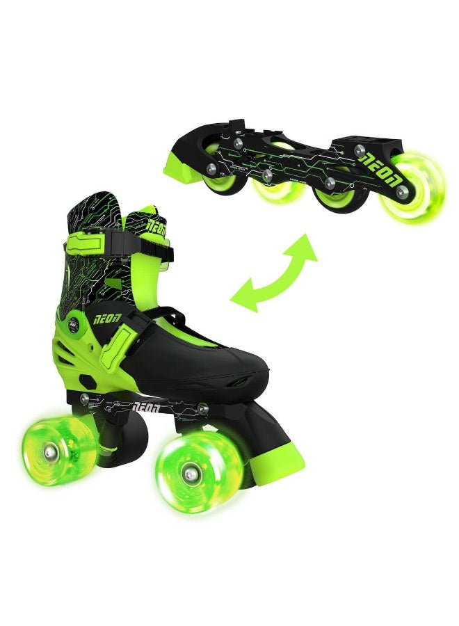 Neon 2-in-1 Combo Skates (Size 3-6, Green) - Image 2