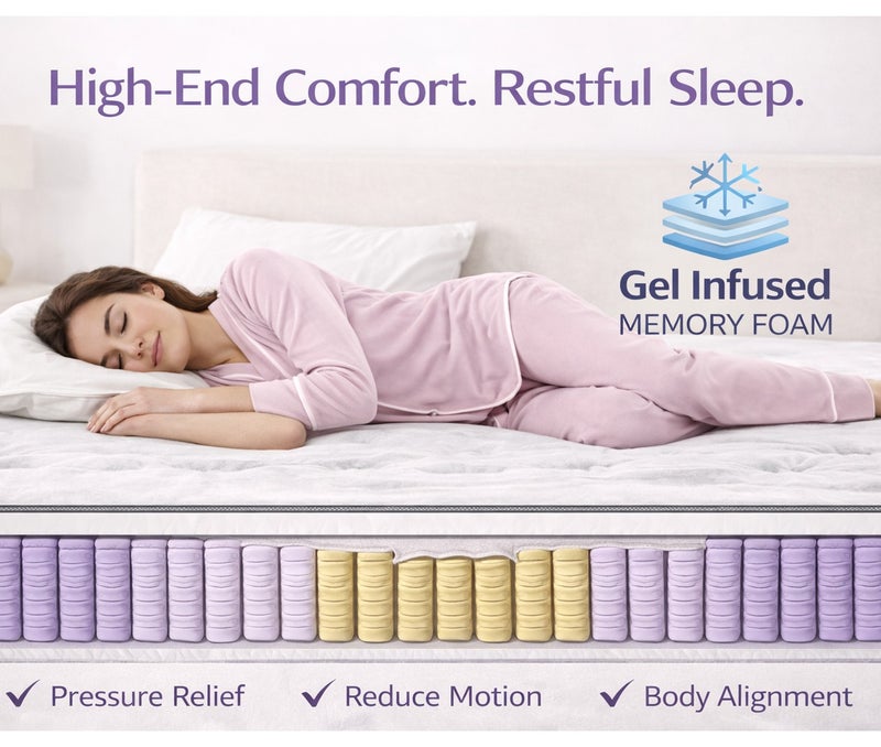 Rexal Home Horizon Pocket Spring Mattress 160 x 200 x 30 cm – Hybrid Mattress with Cool Gel Memory Foam & Medium Firm Support - Image 3