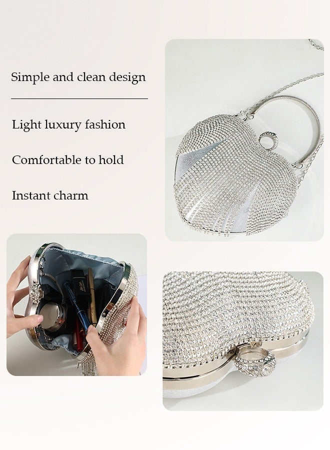 DUNISO Womens Rhinestone Heart Purse,Sparkly Evening Clutch Bag for Formal/Wedding/Cocktail/Prom/Party/Club - Image 4
