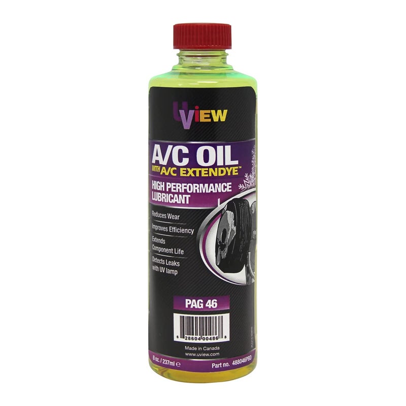 UView 488046PBD PAG 46 Oil with A/C ExtenDye, Hybrid System Compatible, Electrically Driven Compressor Safe, UV Leak Detection, Low Viscosity, High Thermal Stability, Made in United States - Image 1