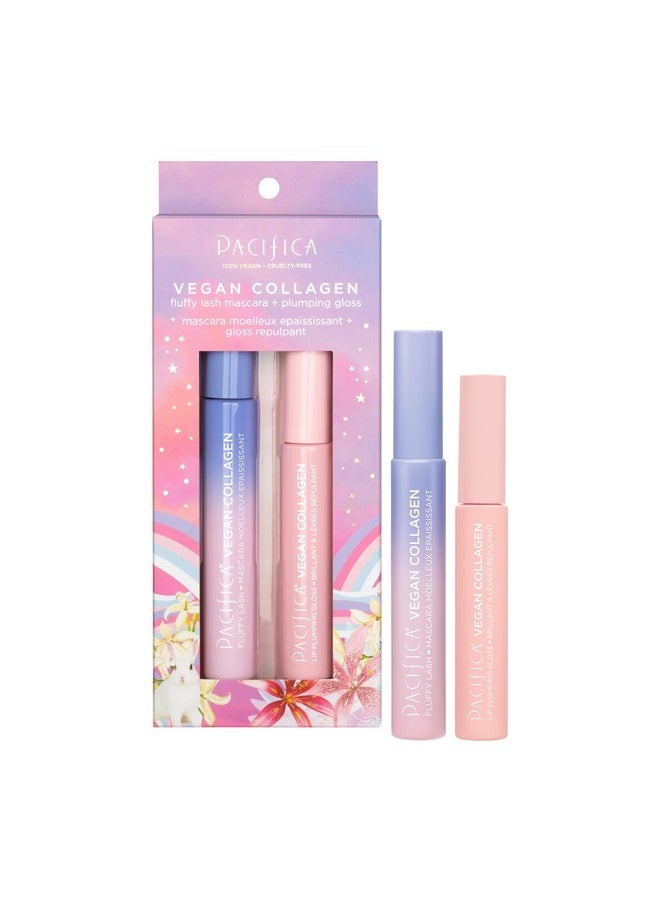 Pacifica Beauty Vegan Collagen Lash & Lip Set Volumizing Mascara Black Lip Gloss Holiday Makeup Set Stocking Stuffer Gifts For Makeup Lovers Vegan  - Image 1