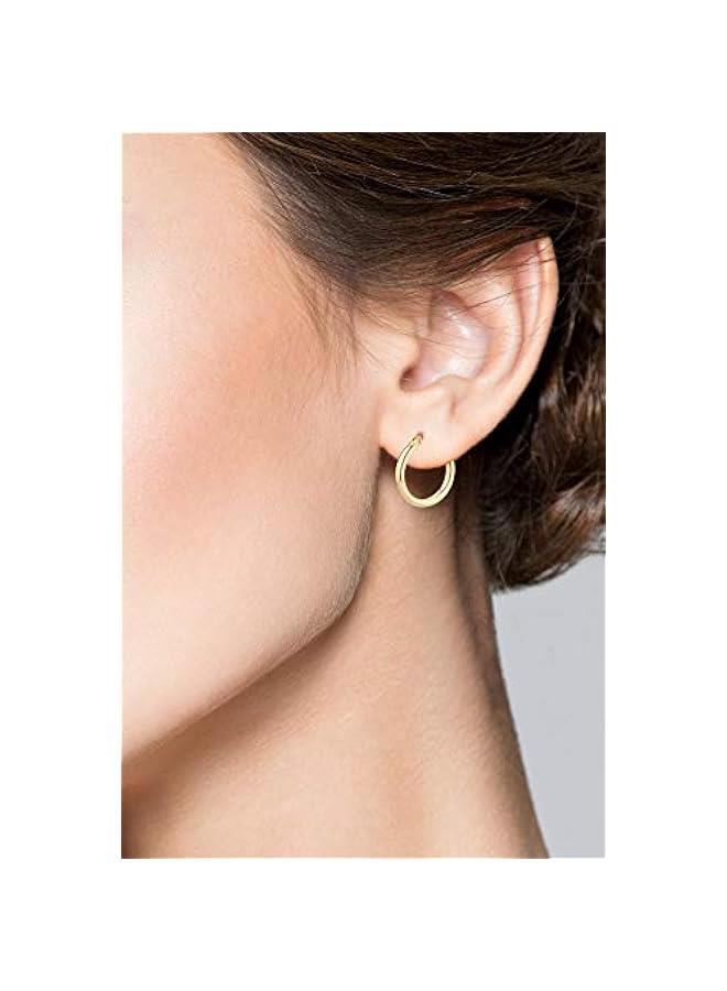 Arabest 18K Gold Over Sterling Silver 2mm High Polished Round Tube Hoop Lightweight Earrings for Women Made in Italy - Image 2