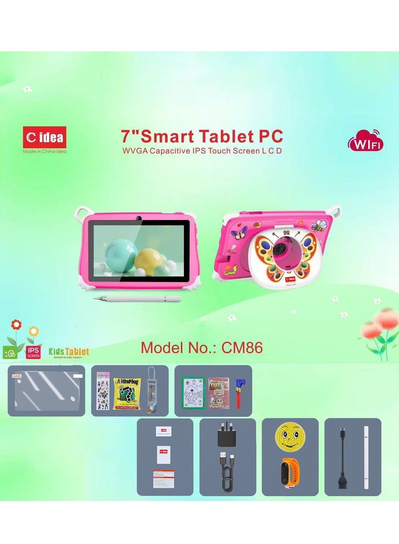 سي آيديا تابلت ذكي للأطفال بحجم 7 إنش CM86 مع واي فاي بلوتوث GPS 8 جيجابايت RAM 256 جيجابايت ROM مقاوم للصدمات للتعليم للأطفال بنظام أندرويد مع حامل قابل للطي وكاميرتين تاب للألعاب باللون الأخضر - Image 4